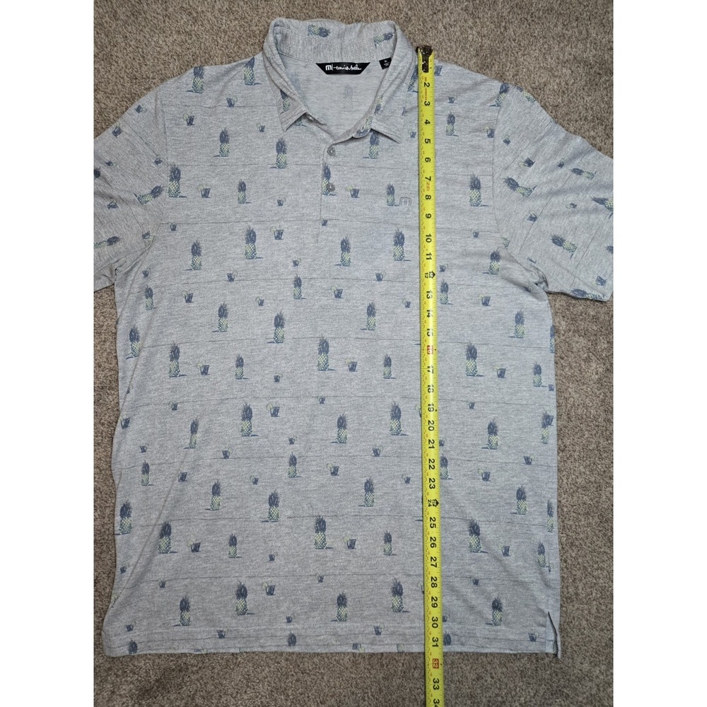 Travis Mathew XL Men's Polo Shirt Gray Pineapple Drink Print Short Sleeve - Picture 4 of 6